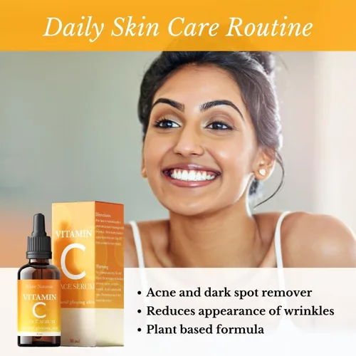 Vista 7 de Suero facial de vitamina C pura, antienvejecimiento para rostro y ojos hidratante, reduce las manchas oscuras, líneas finas, arrugas y daños