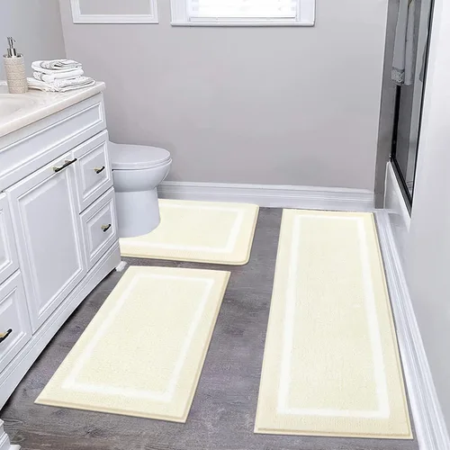 Vista 55 de Pauwer Juego de baño, alfombras de baño antideslizantes, alfombras de ducha absorbentes para suelo de baño, bañera y ducha, color azul aguamarina