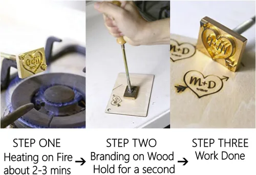 Vista 4 de Hierro de marca de madera personalizado, sello de hierro de marca de cuero duradero, sello de combustión de madera, hierro de marca personal