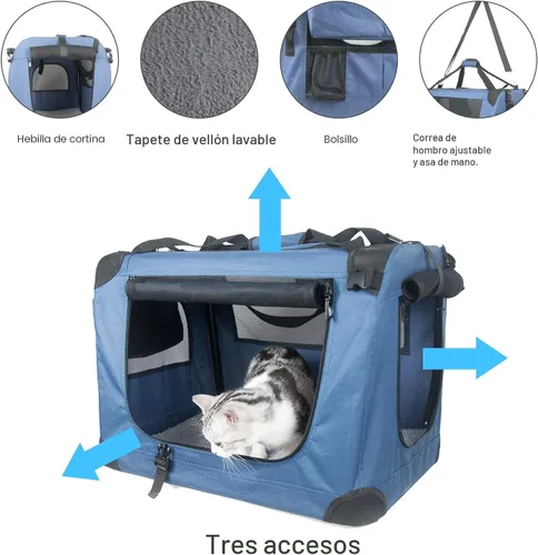 Vista 5 de Prutapet Transportador grande para gatos de 24 x 16.5 x 16.5 pulgadas, jaula portátil para perros pequeños y medianos, plegable, con cuenco plegable
