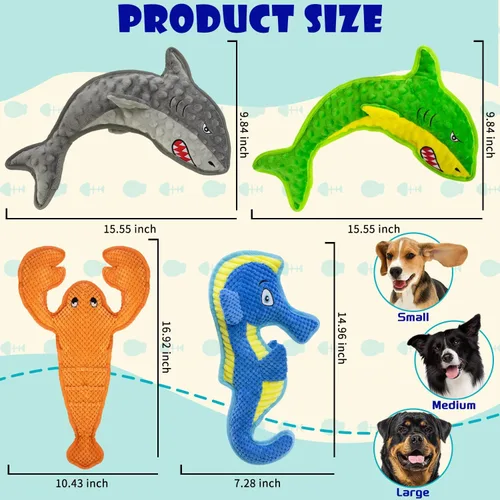 Vista 3 de Juguetes para perros sin relleno, juguete chirriante para perros pequeños, medianos e interactivos para perros grandes, juguete de tira y afloja