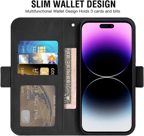 Vista 3 de Asuwish Funda compatible con iPhone 14 Pro Max de 6.7 pulgadas y protector de pantalla de vidrio templado, soporte para ranura para tarjeta