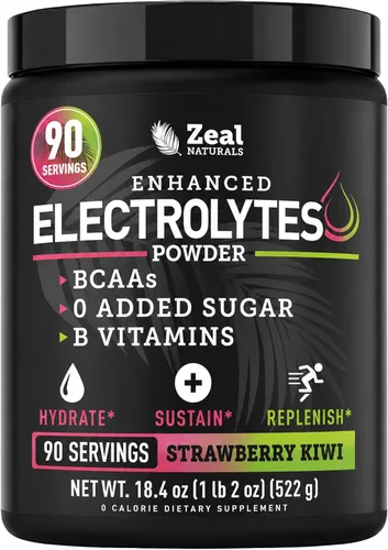 Vista 12 de Zeal Naturals Bebida de recuperación de electrolitos en polvo (90 porciones Cereza negra) con 0 azúcar+BCAA +Vitaminas B Suplemento