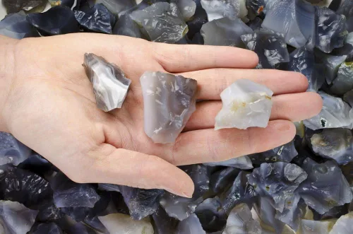 Vista 2 de Fantasia Materiales: 1 lb Ágata Gris Piedras en bruto de la India