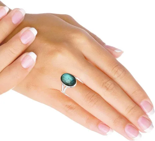Vista 2 de Jeweloporium Anillo de plata de ley 925 maciza, hecho a mano para mujer