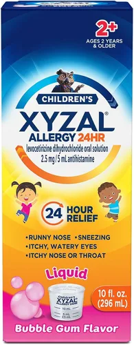 Vista 12 de Xyzal Medicamento para aliviar la alergia las 24 horas para niños, antihistamínico líquido de dihidrocloruro de levocetirizina, chicle, 5 onzas