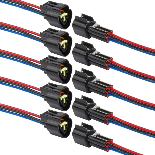 Vista 6 de Conectores impermeables de 2 pines, conector de cable eléctrico automotriz impermeable de 16AWG, macho hembra de desconexión rápida para automóvil