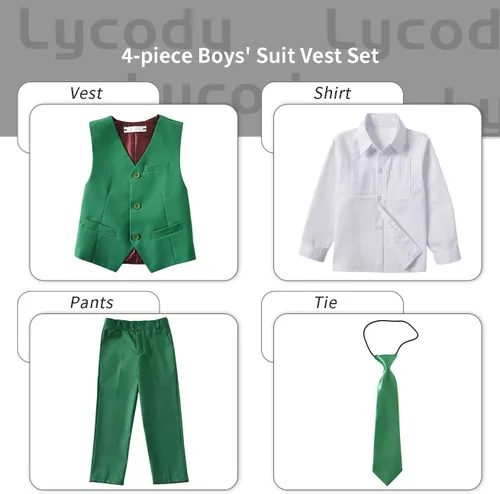 Vista 92 de Conjunto de chaleco para niños, trajes formales, trajes de boda, ropa de vestir
