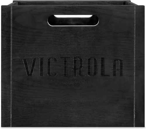 Vista 5 de Victrola Caja de discos de madera – Soporte de vinilo de mesa para álbum, montaje sin herramientas, capacidad para más de 50 discos, construcción