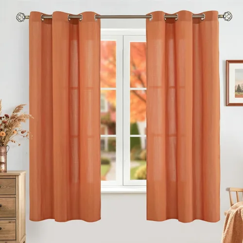 Vista 56 de BGment Cortinas cortas de lino transparente de 40 pulgadas para cafetería, con ojales, filtrado de luz, semitransparentes para ventanas pequeñas