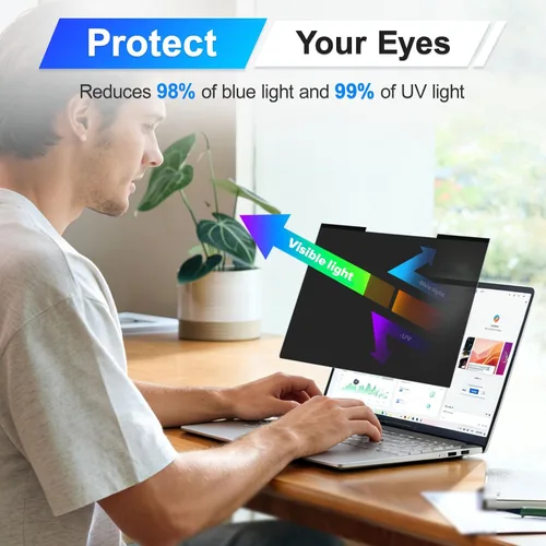 Vista 3 de Pantalla magnética de privacidad para laptop de 14 pulgadas, pantalla 16:9, protector de privacidad extraíble para computadora, protector de luz