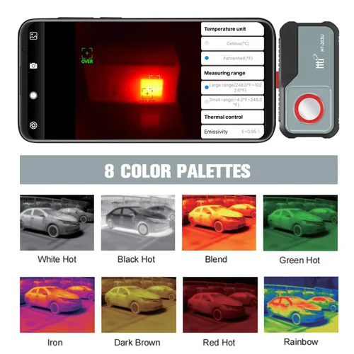 Vista 3 de Cámara térmica 256X192 IR Resolución HT-203U Cámara de imágenes térmicas para teléfono Android - Plano focal infrarrojo no enfriado de óxido