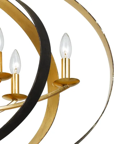 Vista 4 de Crystorama Luna 8 - Candelabro ovalado de bronce claro y dorado, lámpara de techo - Candelabros para pasillo, sala de estar, vestíbulo, granja