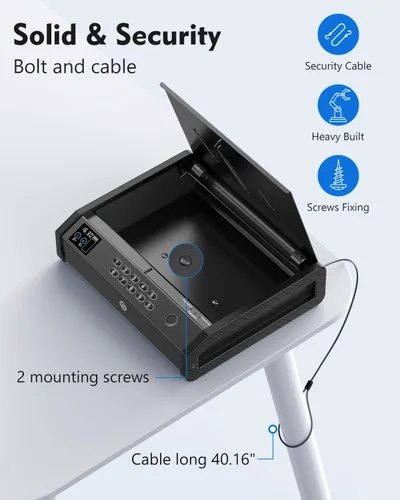 Vista 5 de HOLEWOR - Caja fuerte para pistolas, cajas fuertes biométricas para pistolas con pantalla LCD de temperatura y humedad, caja fuerte para pistolas