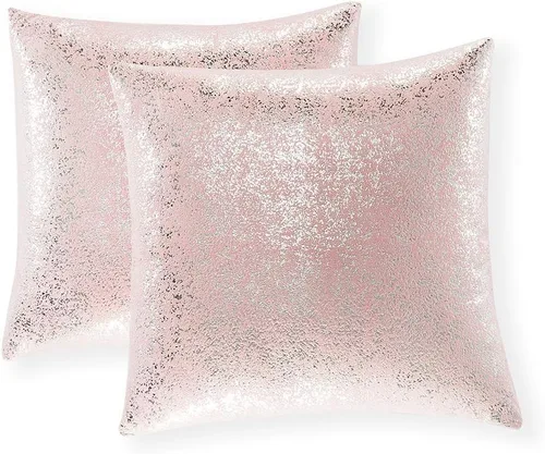 Vista 38 de Xinrjojo Juego de 2 almohadas brillantes en negro y dorado, almohadas suaves y brillantes decorativas, juego de fundas de almohada cuadradas negras