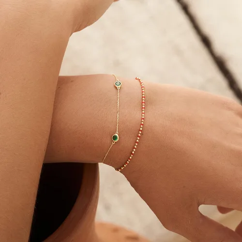 Vista 2 de Gelin Pulsera Emerald Station en oro macizo de 10 o 14 quilates