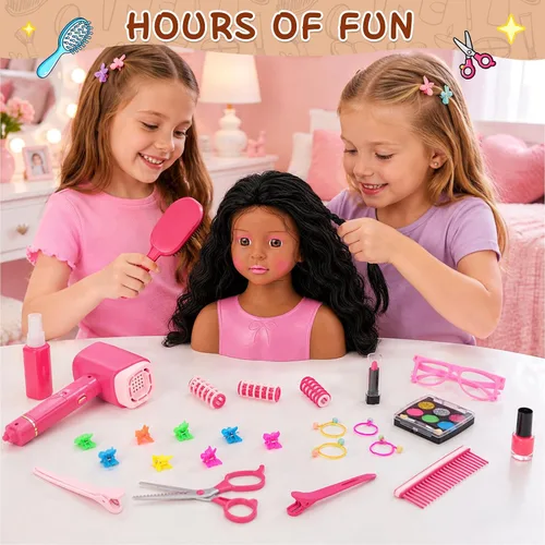 Vista 6 de Cabeza de muñeca para peinar el cabello para niños