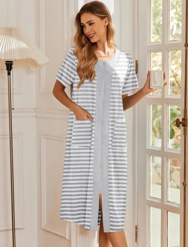 Vista 2 de Ekouaer - Vestido de entrecasa largo, con cremallera frontal, para mujer