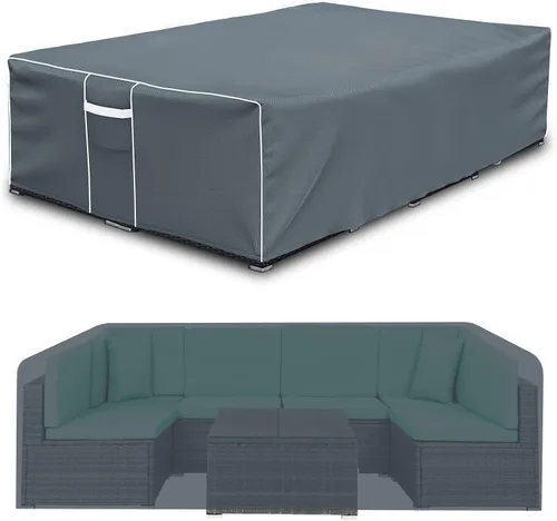 Vista 12 de Funda impermeable para muebles de exterior, funda modular para exteriores, fundas rectangulares para patio para juego de muebles de exterior, 110" L
