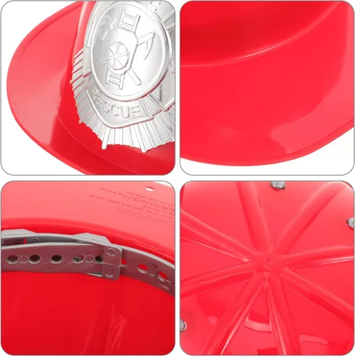 Vista 3 de COHEALI Sombrero de bombero, casco de bombero de plástico, casco de jefe de bomberos, disfraz de juego de rol, accesorio de cosplay de Halloween