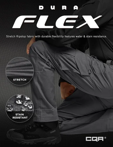 Vista 5 de CQR Men's Flex Ripstop Tactical Pants, Water Resistant Stretch Cargo Pants, Lightweight EDC Hiking Work Pants