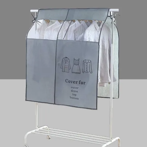 Vista 9 de Bolsas de ropa para colgar ropa, 43. 7 bolsas transparentes para colgar ropa para armario, cubierta inferior cerrada para perchero, protector