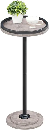 Vista 16 de HOOBRO Mesa auxiliar redonda pequeña, mesa de bebidas, mesa de café Martini con acento de pedestal para espacios pequeños en sala de estar, Negro