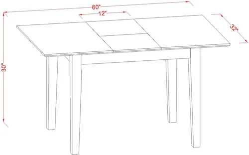 Vista 4 de East West Furniture PSPL5-SBR-C - Juego de mesa y sillas de cocina de 5 piezas, incluye una mesa de comedor rectangular con hoja de mariposa y 4