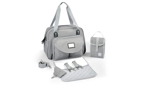 Vista 4 de Beaba Geneva - Bolsa de pañales multifunción para bebé, incluye correa extraíble para cochecito, cambiador y bolsa aislada, (gris)