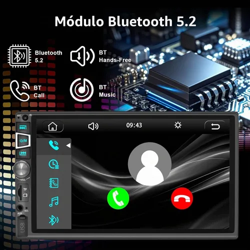 Vista 5 de Estéreo de auto de doble DIN compatible con Carplay inalámbrico y Android Auto y Mirror Link, pantalla táctil HD 1024 x 600 de 7 pulgadas