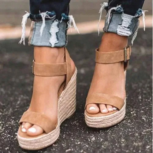 Vista 2 de VickiVicki - Sandalias con plataforma para mujer, diseño con correa de tobillo y puntera abierta