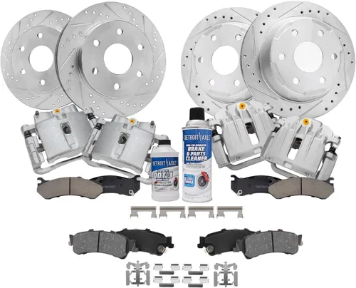 Vista 134 de Detroit Axle - Rotores de freno para Ford 2013-2019 Explorer Taurus Flex Lincoln MKT MKS, rotores de freno de disco ranurados perforados de repuesto
