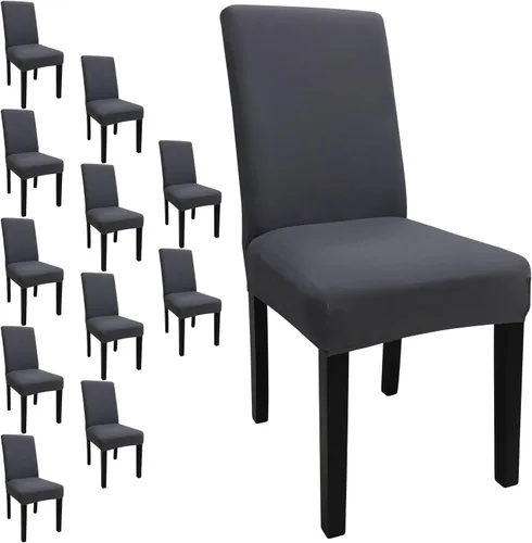 Vista 37 de Fundas para sillas de comedor, juego de 2 fundas, con patrón elástico Parsons, de elastano, extraíbles y lavables, protector para sillas de cocina