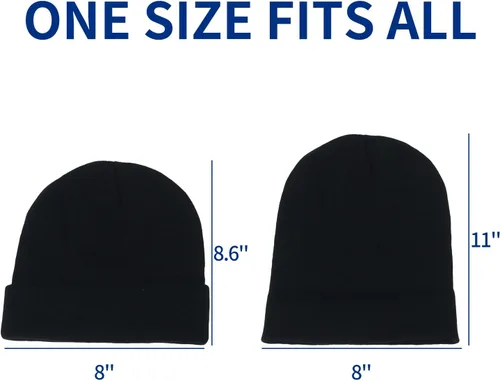 Vista 5 de SHEVERCH Classic Plain Knit Cuffed Beanie Acrylic Thermal Winter Beanie Hat for Men Women Warm Skull Hat Cap