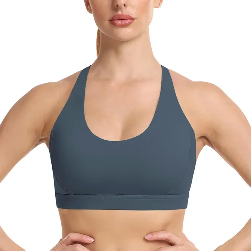 Vista 2 de Luvrobes Brasier deportivo para mujer, con tirantes cruzados, copa moldeada, para entrenamiento, correr, impacto medio, sexy, linda, para yoga