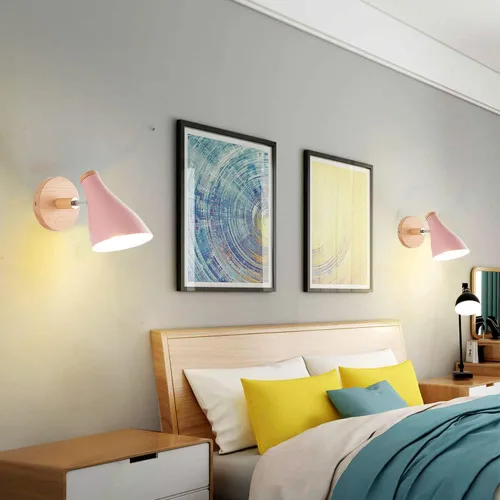 Vista 3 de Mengjay Aplique de pared rosa moderno, 15 x 15 x 17 pulgadas, dormitorio, LED, 60 W, E26, interior, montaje semiempotrado