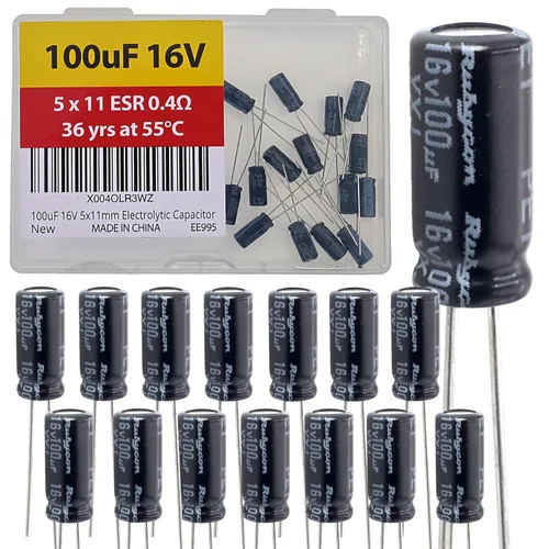 Vista 11 de 100uF 50V 8X11.5mm Rubycon Electrolytic Capacitor Low ESR 0.17Ω Long Life 36yrs at 55 Degree C mfd mircofarad Micro Farad C Radial Lead Aluminum