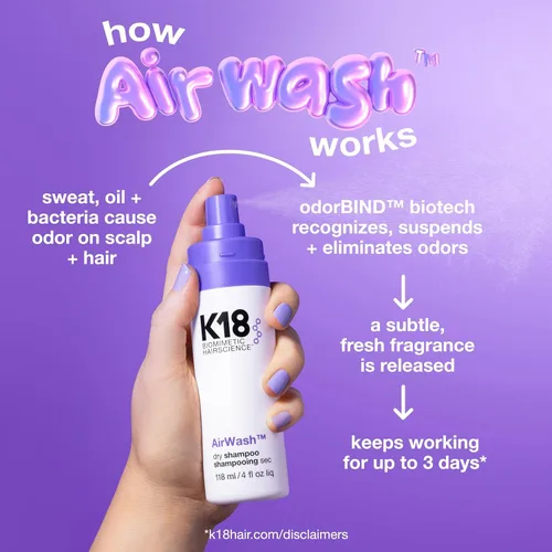 Vista 4 de K18 AirWash™ Dry Shampoo, Non-Aerosol, Balances Scalp & Controls Excess Oil Production