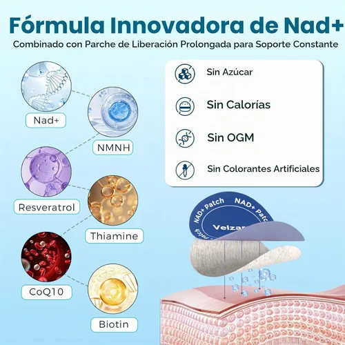 Vista 4 de Parches NAD+ cómodos para todo el día, veganos, resistentes al agua, 90 parches