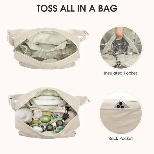 Vista 4 de G4Free Pequeña bolsa de pañales para bebé niña y niño, mini bolsa de pañales cruzada con cambiador portátil