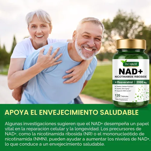 Vista 7 de TKTALKER Suplemento NAD de 2000 mg – 120 cápsulas True NAD & Resveratrol, NMN alternativo liposomal NAD+ para mujeres y hombres, apoya la salud