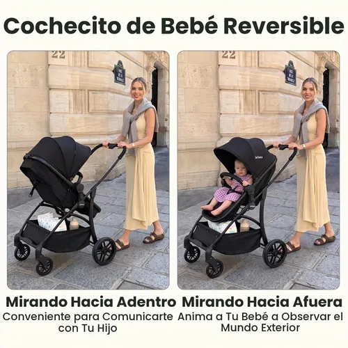 Vista 2 de INFANS Cochecito de bebé 2 en 1, cochecito convertible con moisés, asiento reversible, respaldo ajustable, plegable con una mano, cochecito compacto