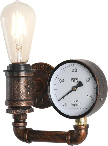 Vista 8 de XEYOU Aplique de pared Steampunk de hierro fundido vintage industrial E26 Edison bombilla lámpara de pared de tubo retro para cafetería, bar