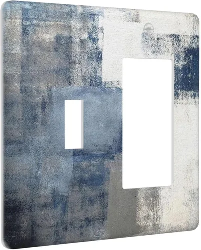 Vista 144 de Placa de Interruptor de Luz de Palanca Única Abstracta en Negro, Blanco y Gris, Cubierta de Tomacorriente, Placa de Pared Decorativa de Un