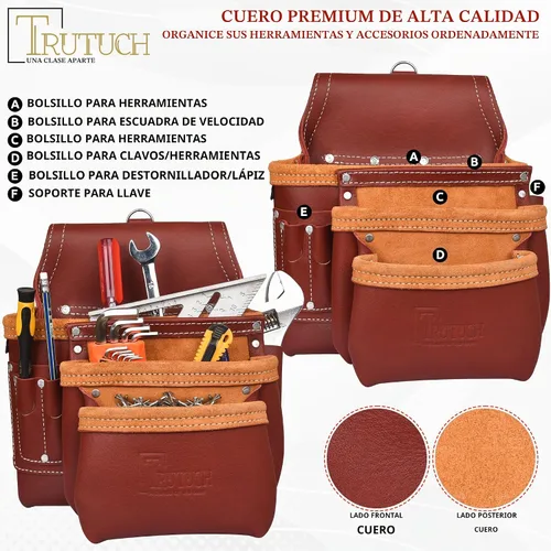 Vista 4 de Cinturón de herramientas de cuero de grano Juego de herramientas Bolsa de herramientas Cinturón de herramientas para paneles de yeso Bolsa