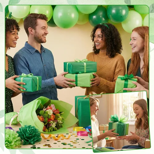 Vista 5 de woric 120 hojas de papel de seda verde para bolsas de regalo, papel de seda multicolor grueso de 17 GSM, a granel para envolver regalos, graduación