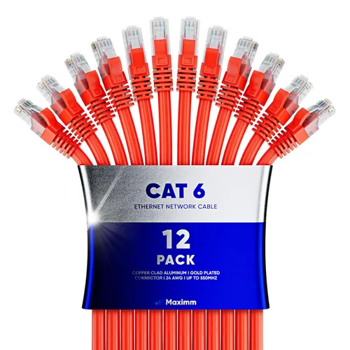 Vista 37 de Maximm Cable Ethernet Cat6 de 7 pies, 10 Gbps 550 MHz, negro, paquete de 12