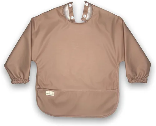 Vista 9 de Baberos de manga larga para bebé, delantal de alimentación para bebé, impermeable, portátil, de manga completa