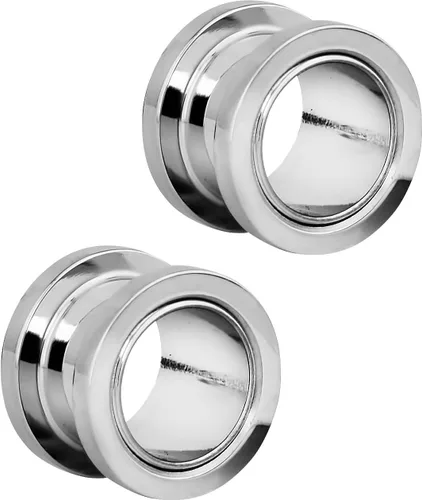 Vista 7 de Aretes expansores de oreja a rosca, de acero inoxidable, de 0.04" a 0.63", se venden por par.
