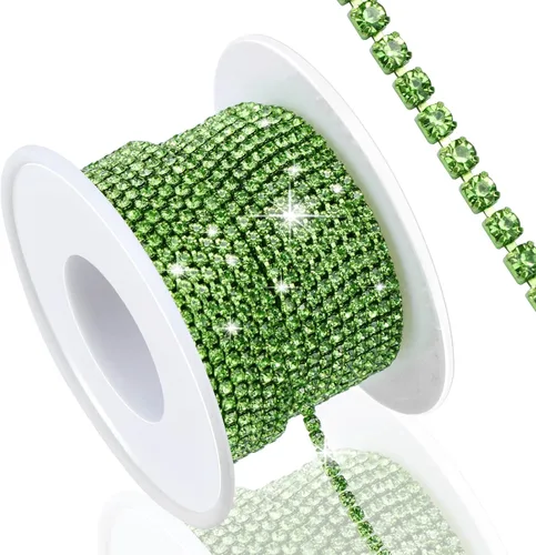 Vista 26 de Dowarm Cadena de cierre de diamantes de imitación de cristal de 10 yardas de 0.079 pulgadas para coser Crocs zapatos, ropa, vasos, cadena de Azul